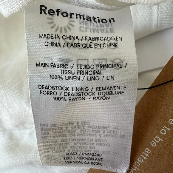 NWT Reformation Essie Linen Top White w Black Bows 4 - Picture 8 of 13